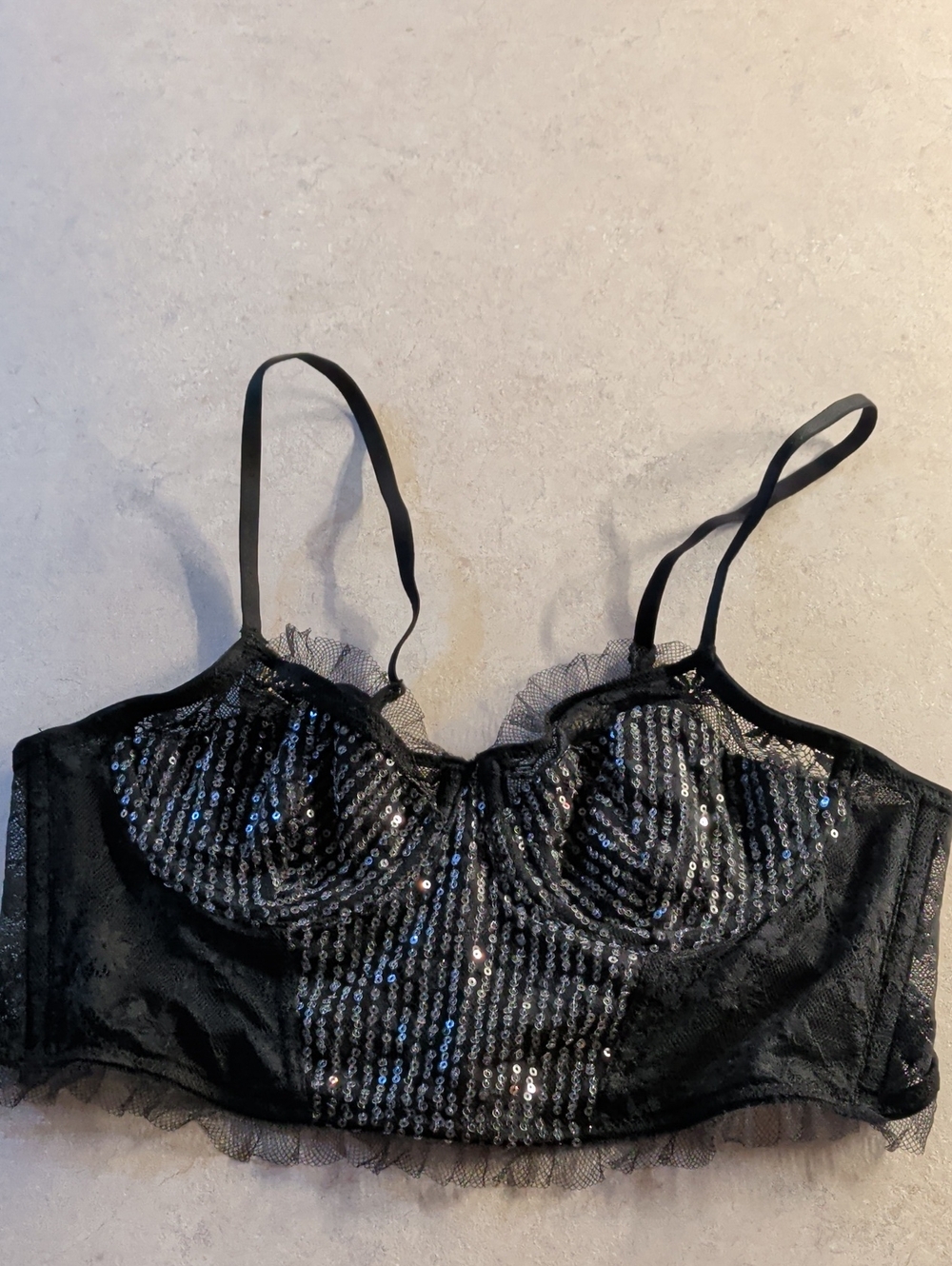 wild fable Black Sequin Longline Bralette